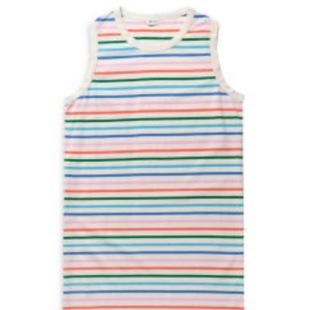 KULE Women’s Multi Rainbow Striped Cotton The Tank Dress Small S Cover Up Maxi - Picture 2 of 6